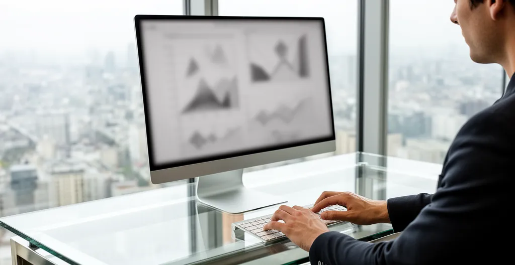 Entrepreneur analysant des graphiques de croissance sur ordinateur